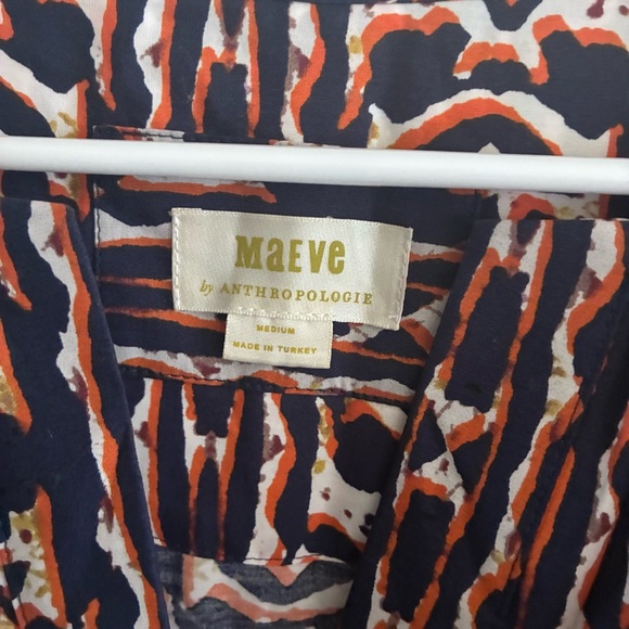 Anthropologie Maeve Short-Sleeve Somerset Maxi Dress, Orange/Navy, Size Medium - Picture 3 of 5